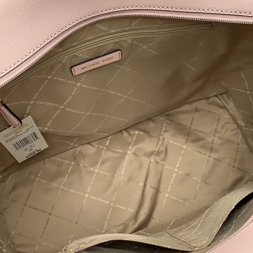 MICHAEL KORS GILLY LARGE DRAWSTRING TRAVEL TOTE BALLET SIGNATURE COLOR - Picture 11 of 14